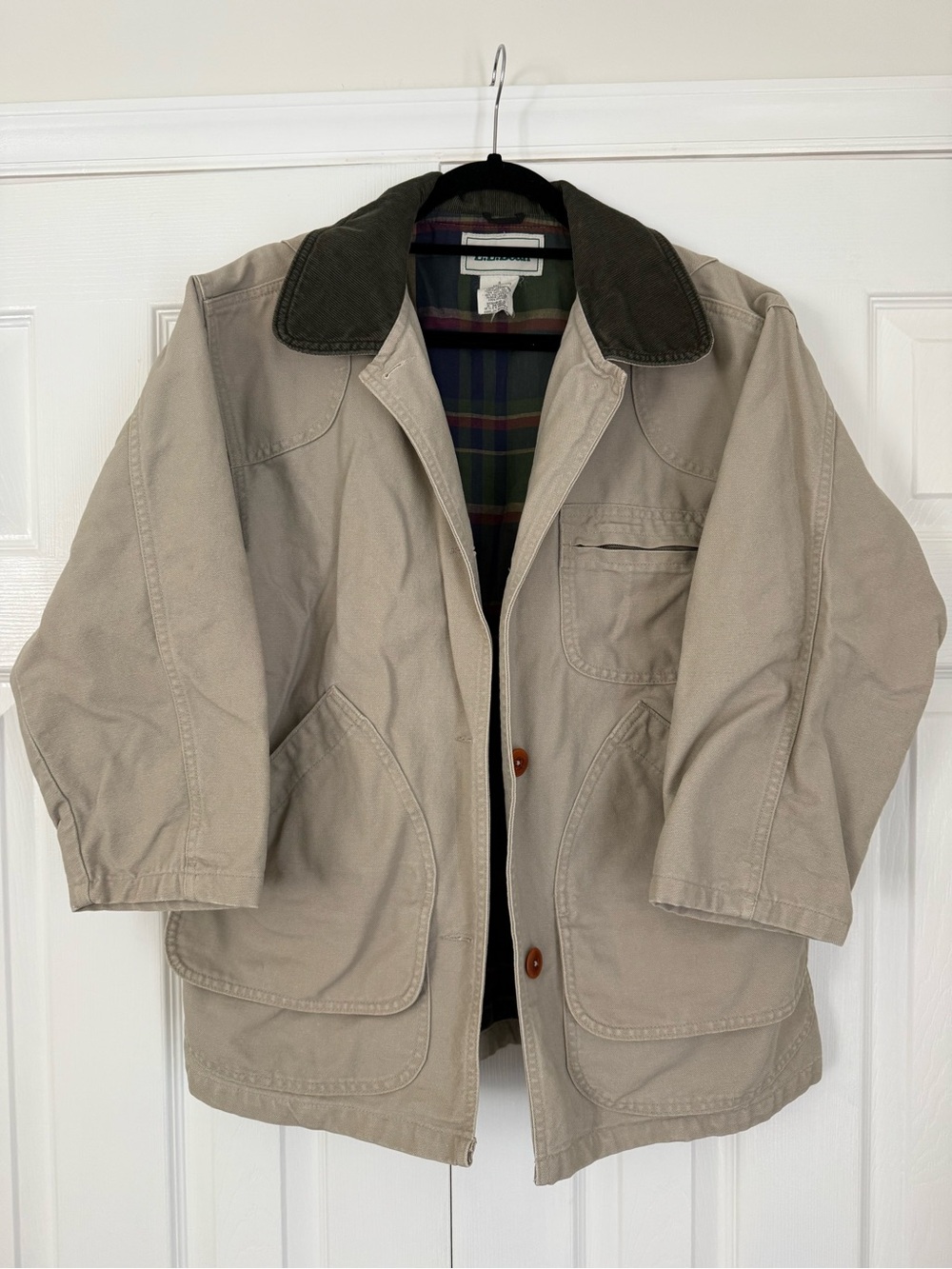 LL Bean Vintage ‘90s Chore Coat Barn Jacket in Cream, Womens SP